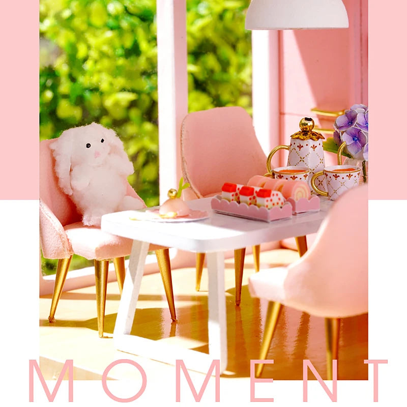 Doll House Kit 3D Wooden Mini DollHouse Assembly Building with Furniture Kit Toys