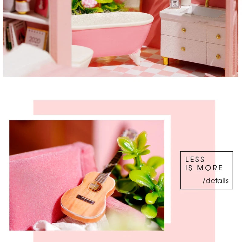 Doll House Kit 3D Wooden Mini DollHouse Assembly Building with Furniture Kit Toys